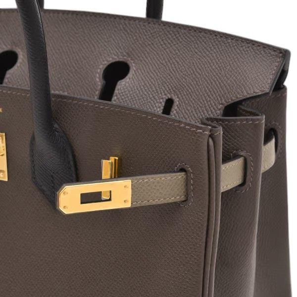 Tricolour Epsom 25cms Birkin Ecorce Etoupe Noir with Gold Hardware