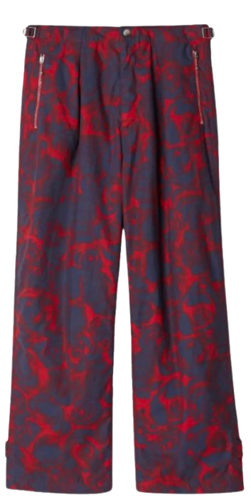 Purple and Red Printed Wide-Leg Trousers