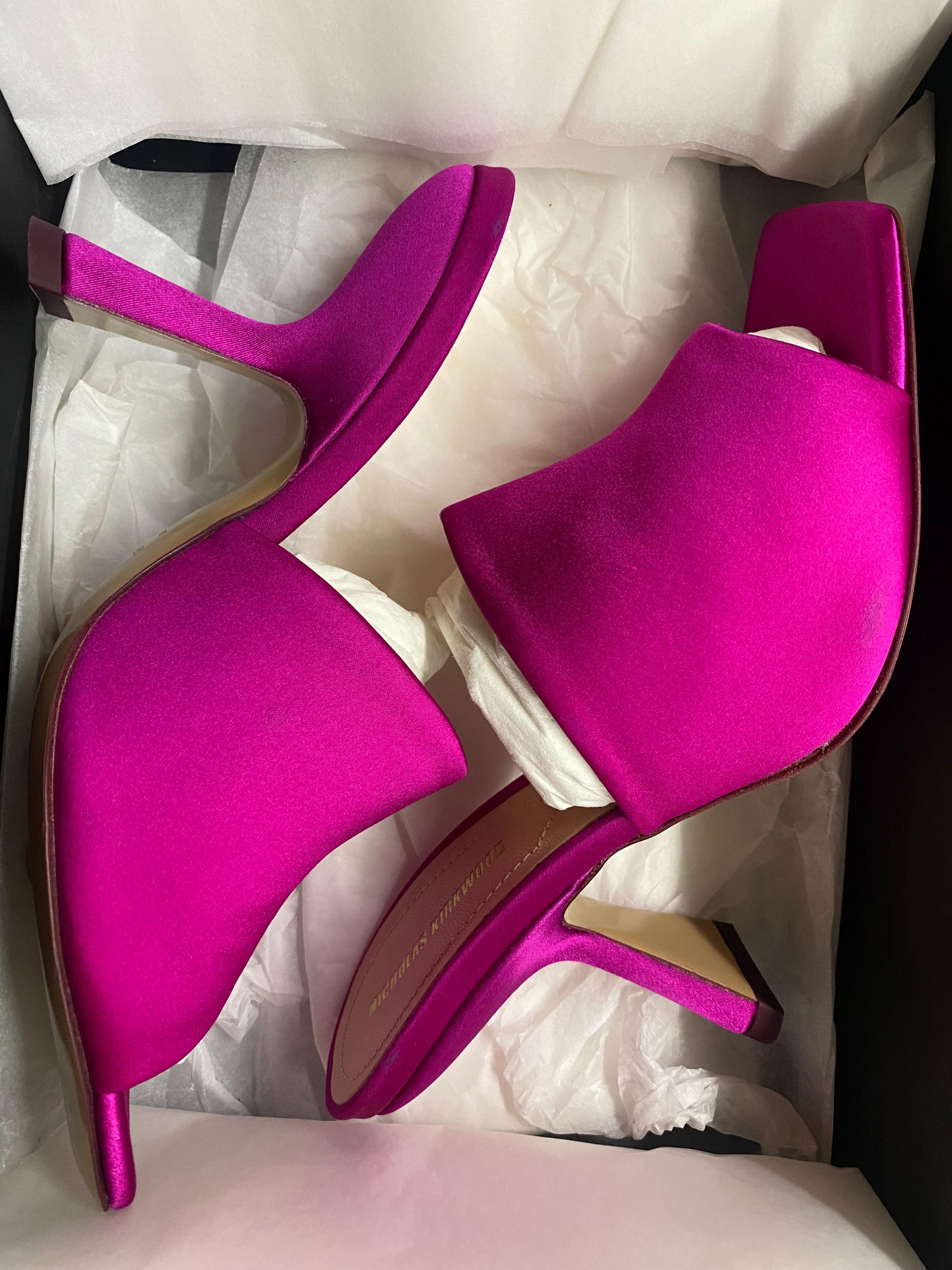 Nicholas Kirkwood Fuchsia Alba Satin Mules