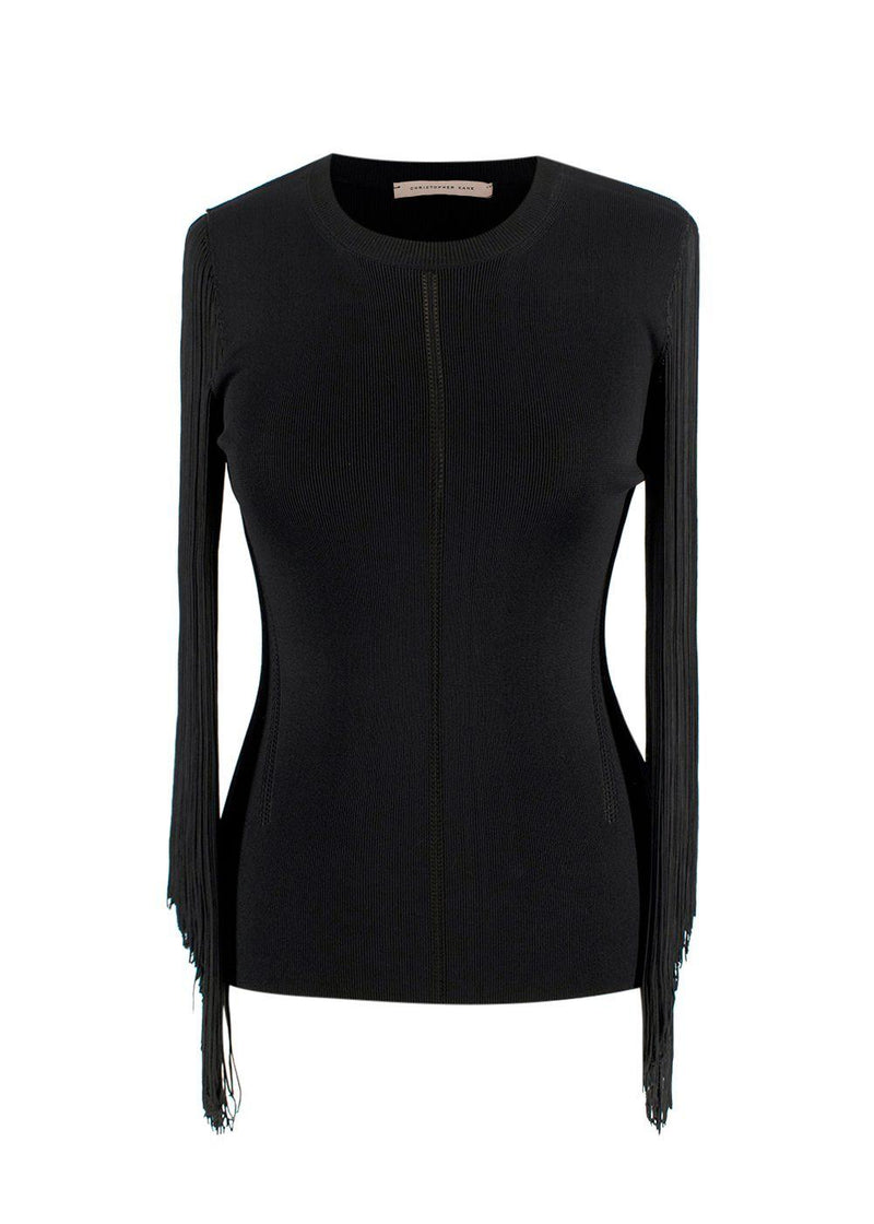 Christopher Kane Black Tassel Sleeved Top