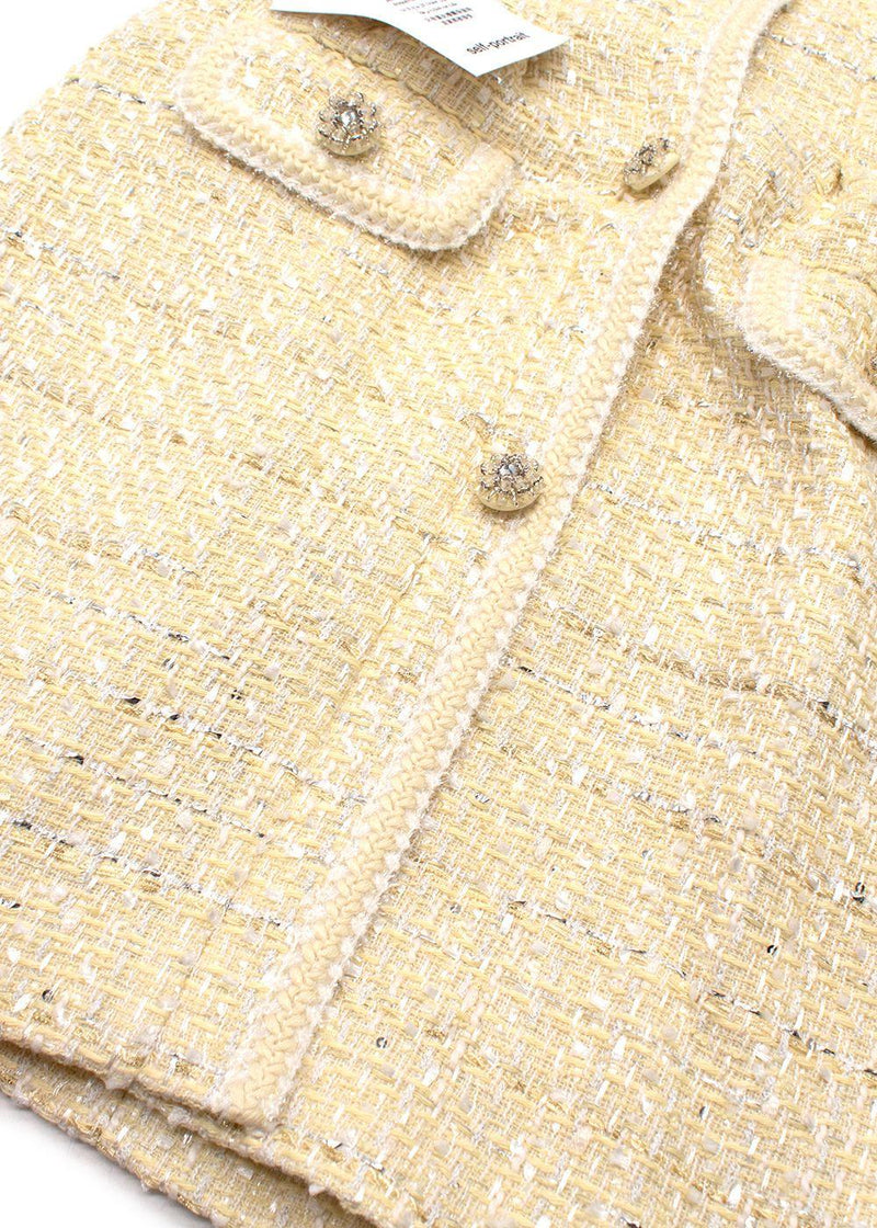 Self Portrait Yellow Boucle Mini Dress