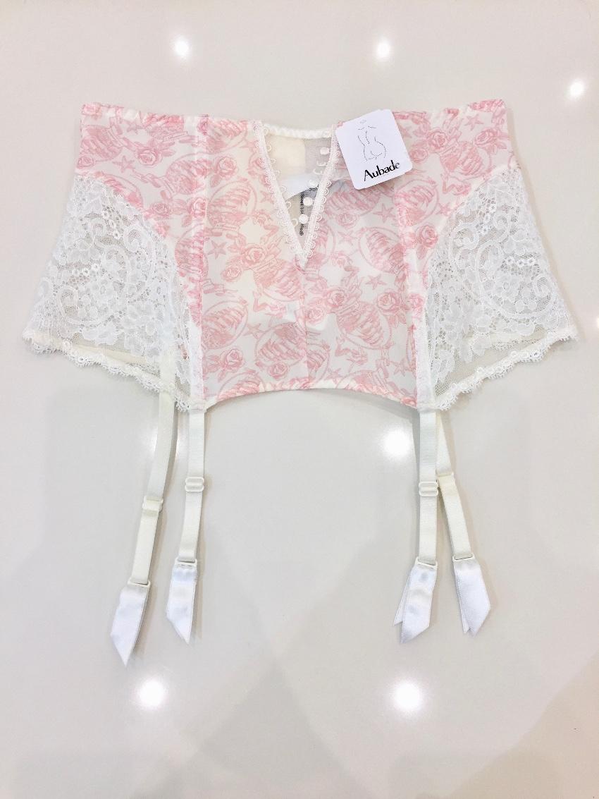 Aubade Leavers Lace Rose Waist Cincher Suspender Belt