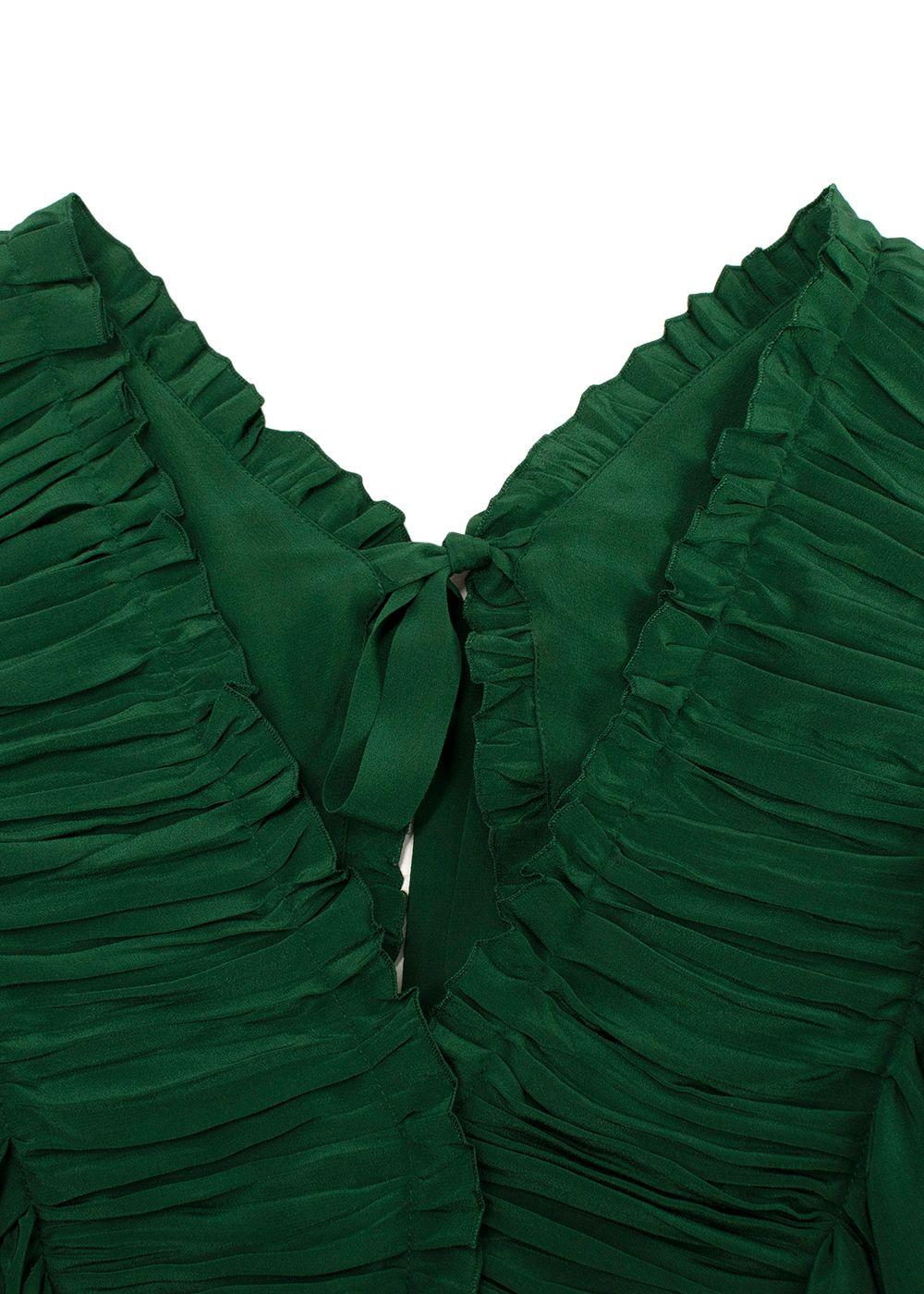 Rochas Green Pleated Open Back Dress