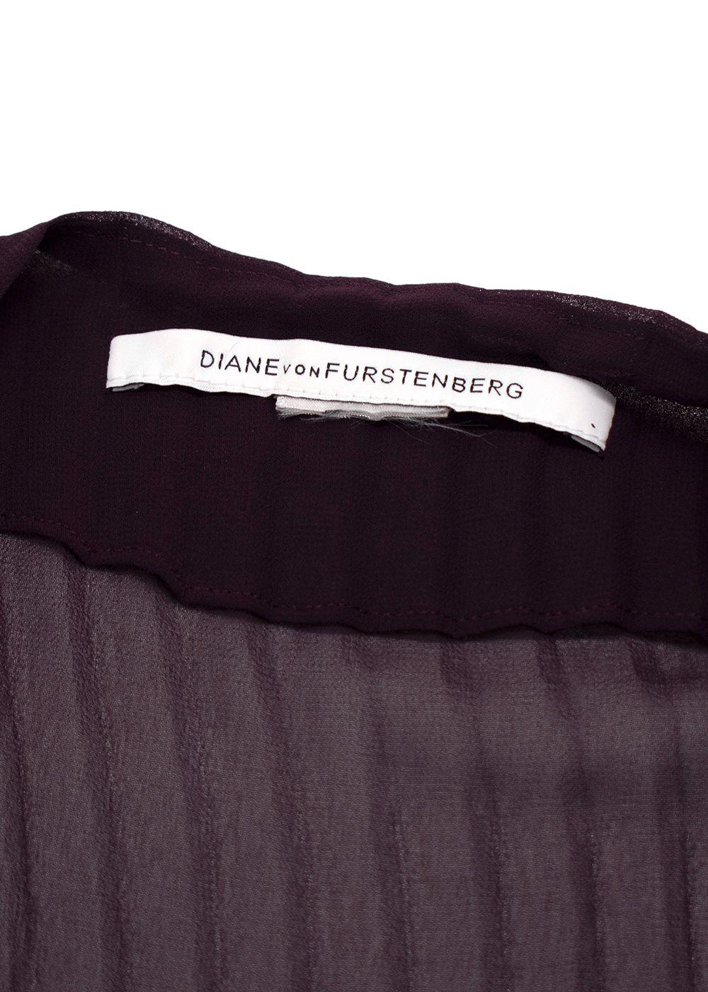 Diane Von Furstenberg Burgundy Pleated Wrap Maxi Dress