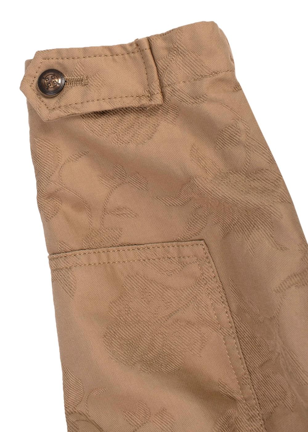 Tan Floral Embroidered Jacquard Jacket