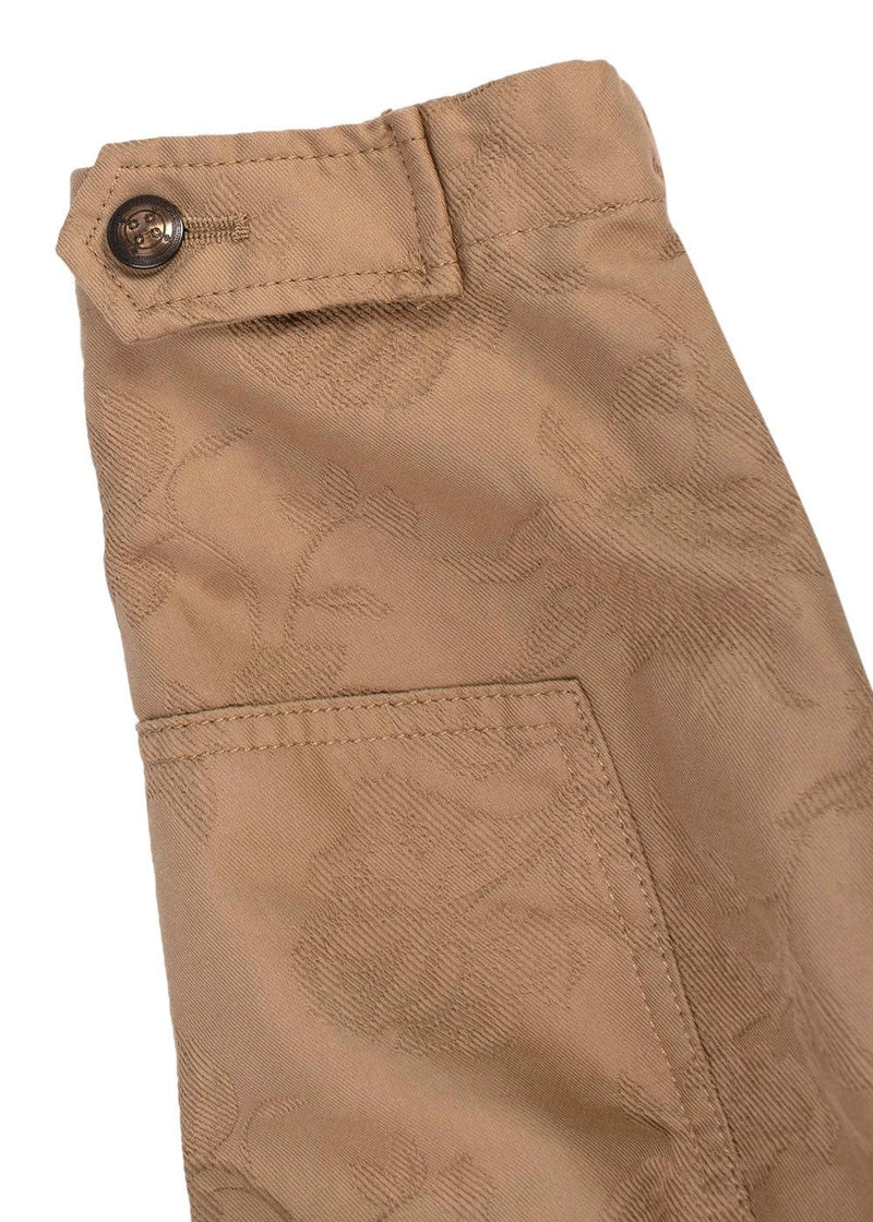 Tan Floral Embroidered Jacquard Jacket