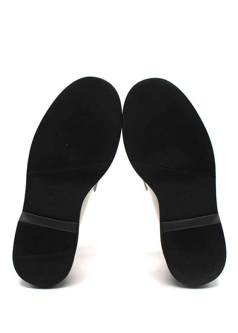 Roger Vivier White Leather Viv' Rangers Strass Buckle Loafers