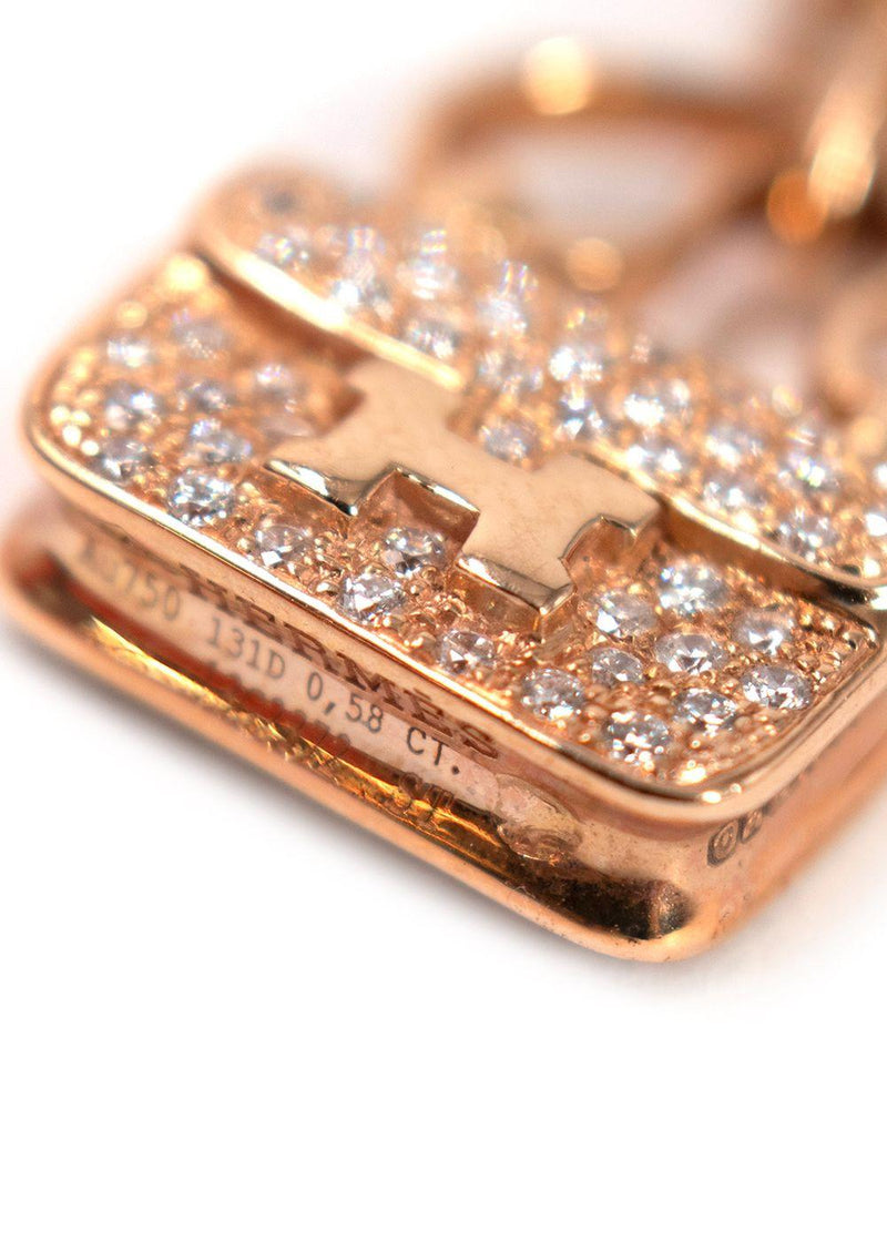 Hermes 18K Rose Gold Diamond Constance Amulettes Bracelet