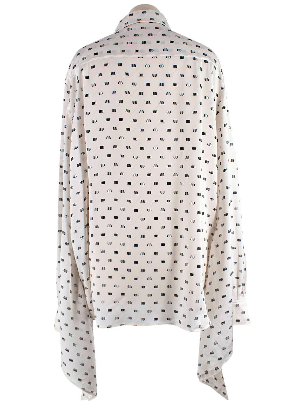 Balenciaga Ivory Monogram Silk Oversized Shirt