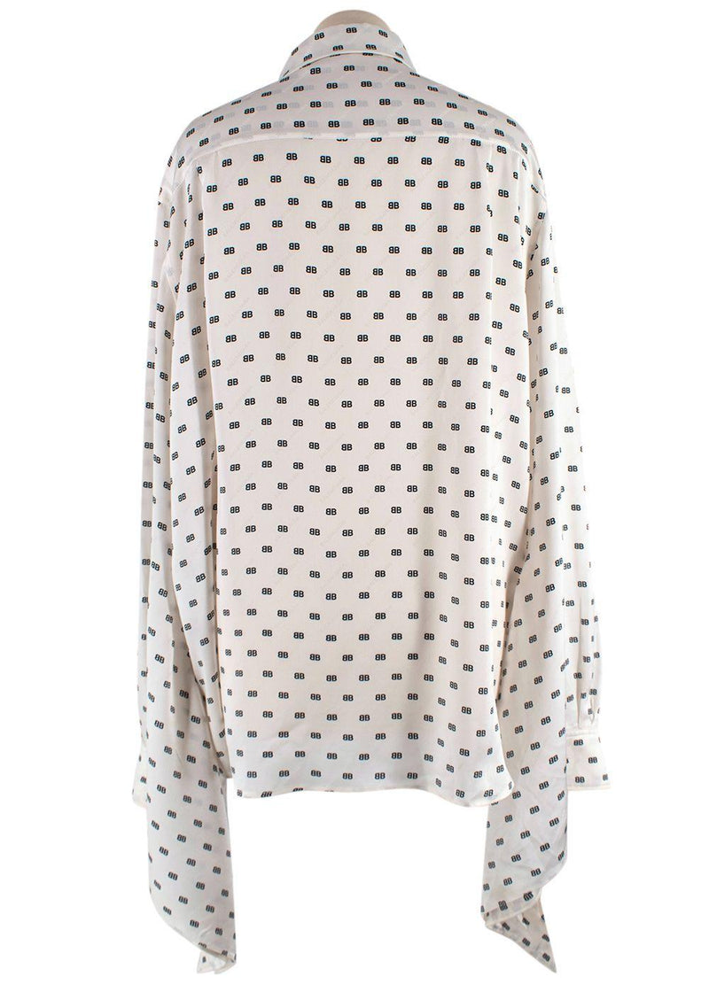 Balenciaga Ivory Monogram Silk Oversized Shirt