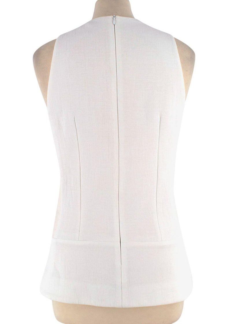 Victoria Beckham White Sleeveless Crepe Top