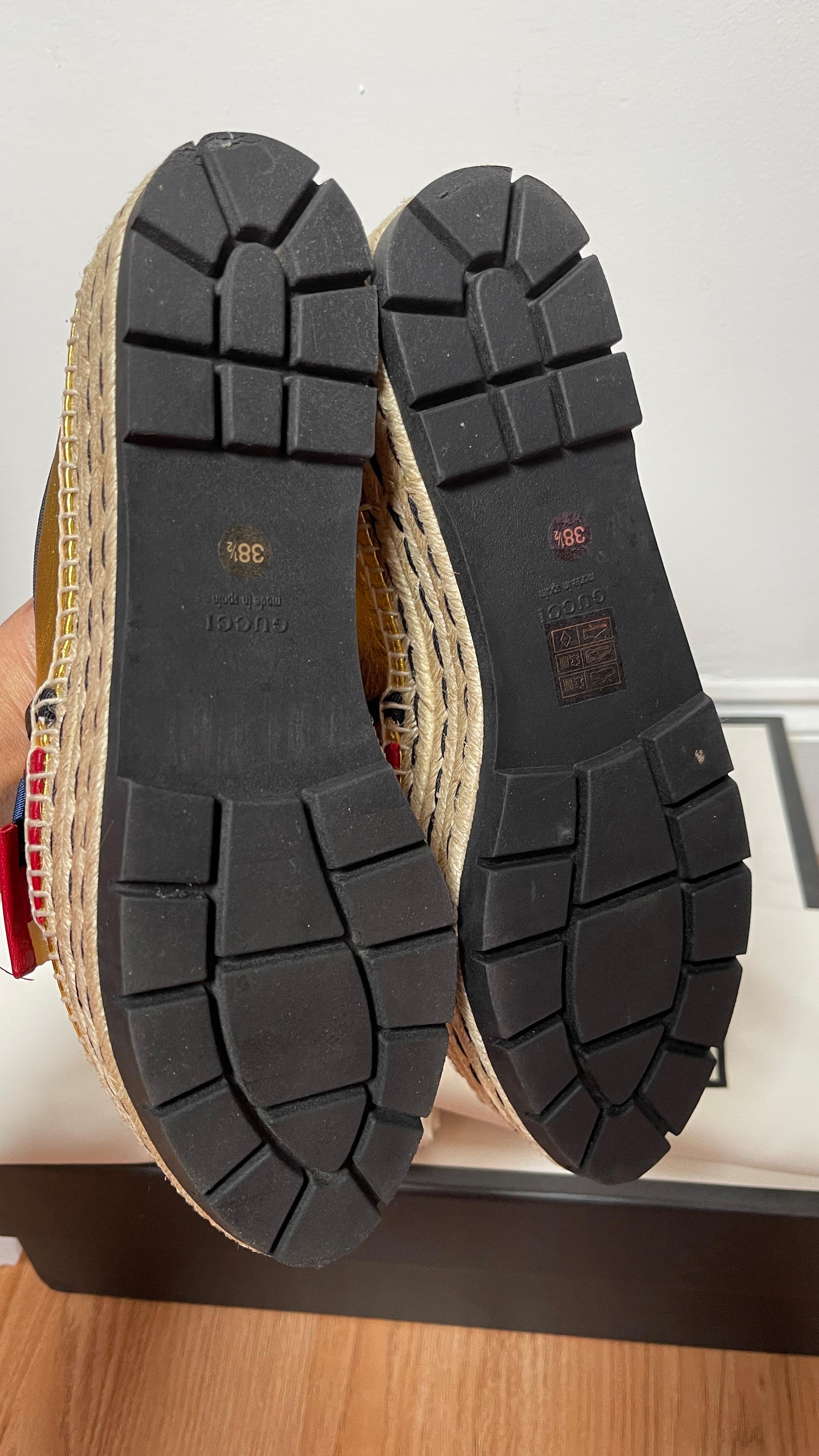 Web Bow Metallic Gold Platform Espadrilles