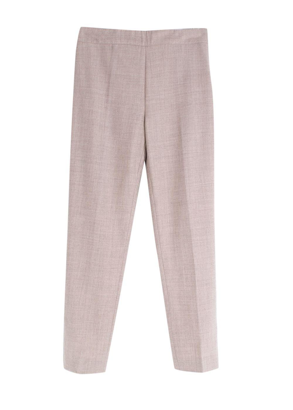 Beige Wool Tailored Jacket and Trousers Set