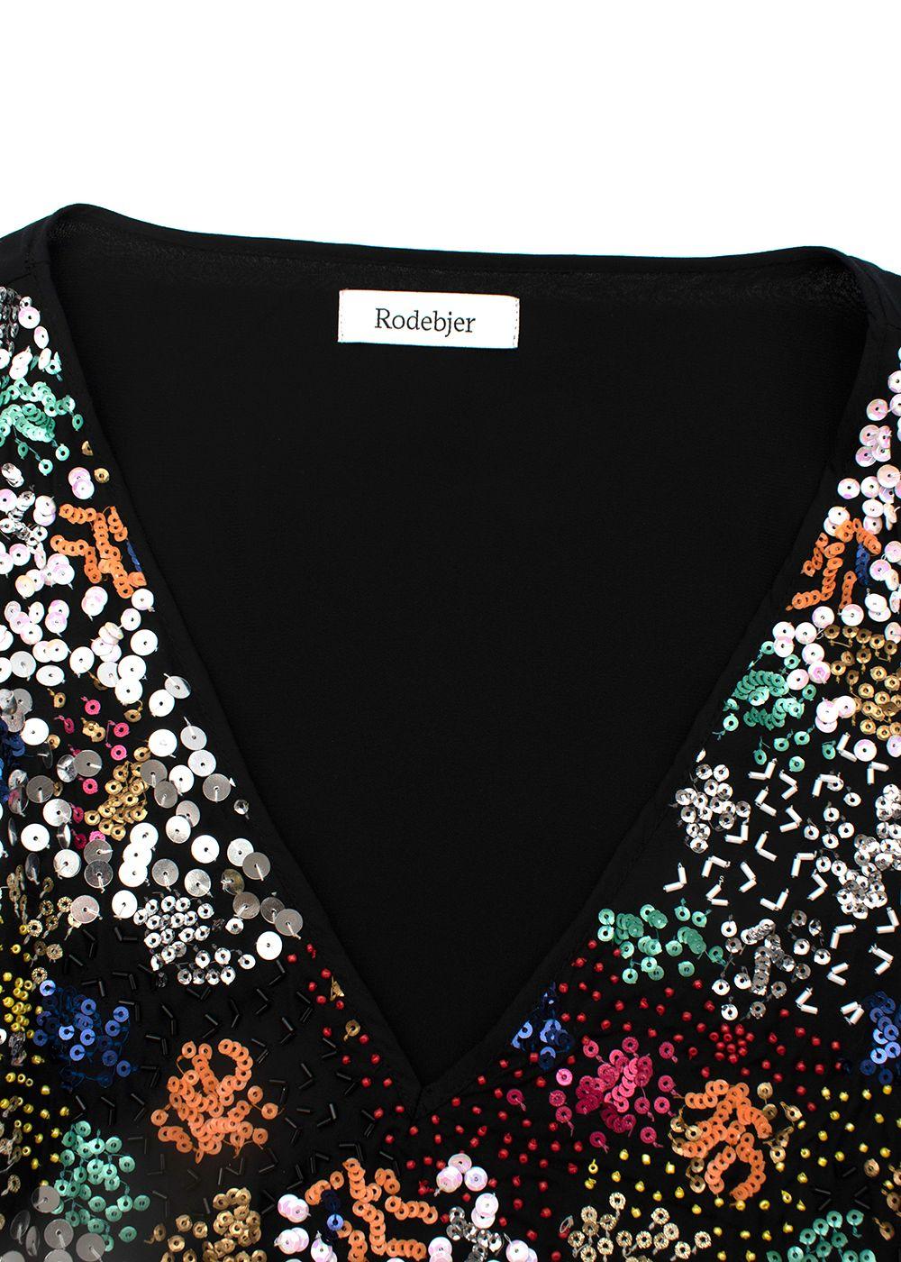 Black Crepe Sequinned Shift Dress