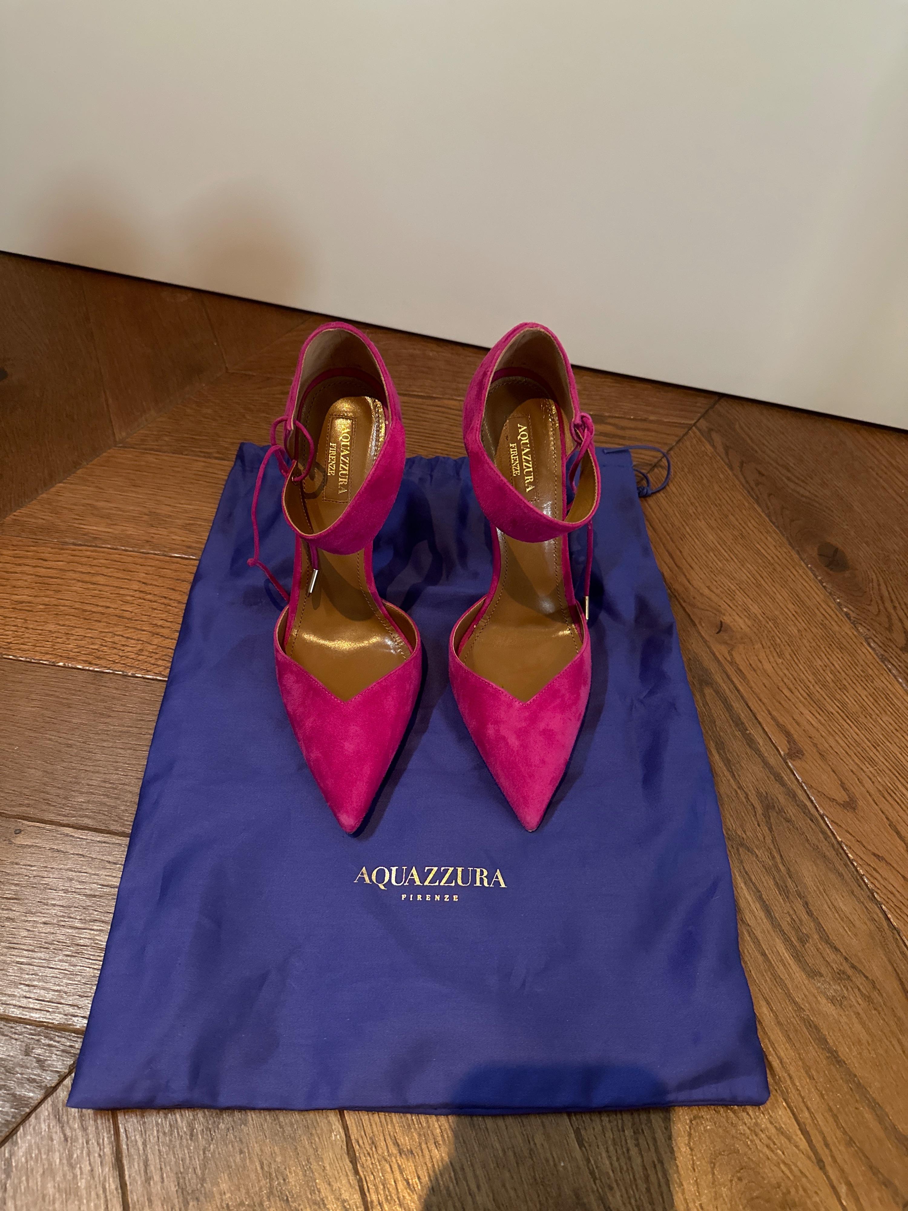 Aquazurra Pink Suede D'orsay  Heels