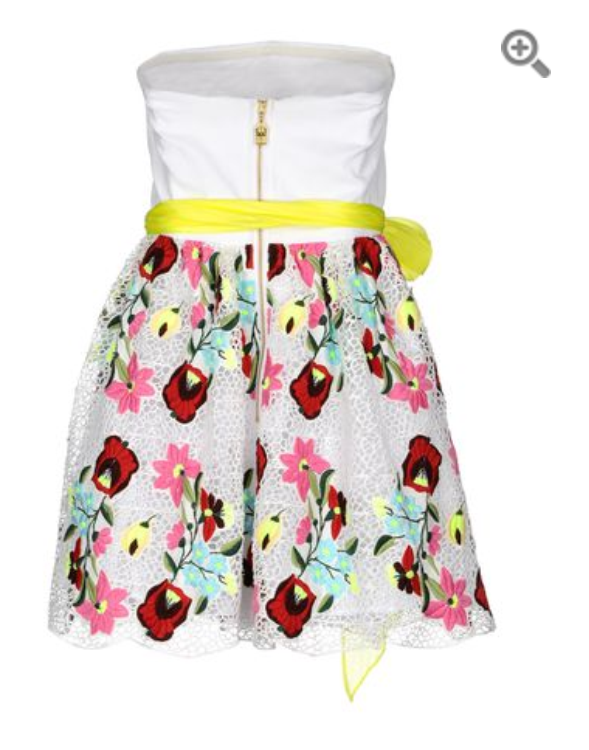 Manoush White Puffy Strapless Dress with Embroidery