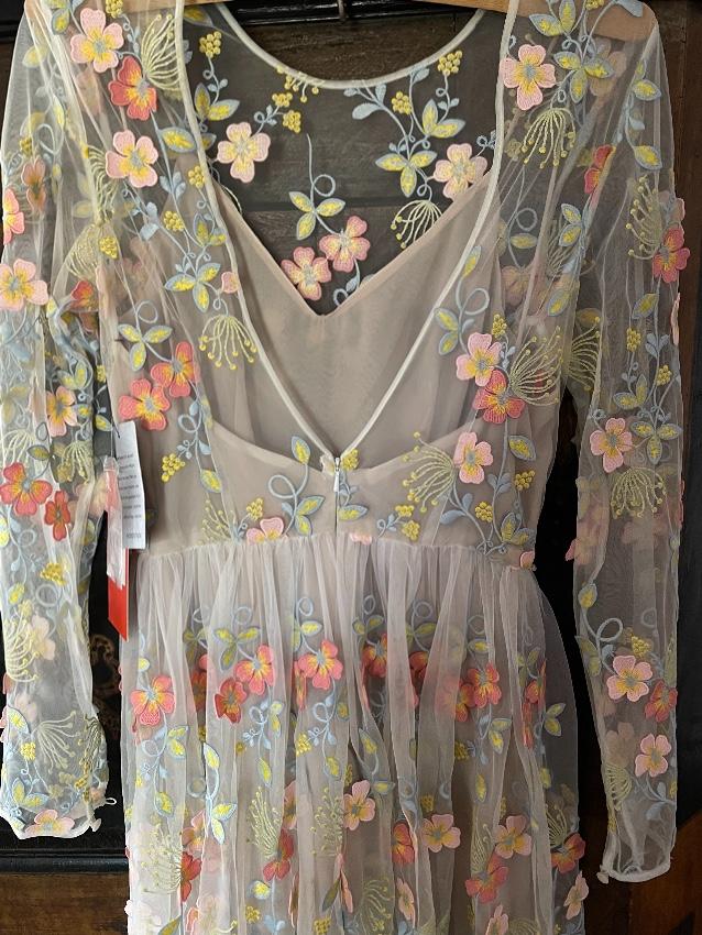 Monique Lhuillier 3D Floral Embroidered Dress