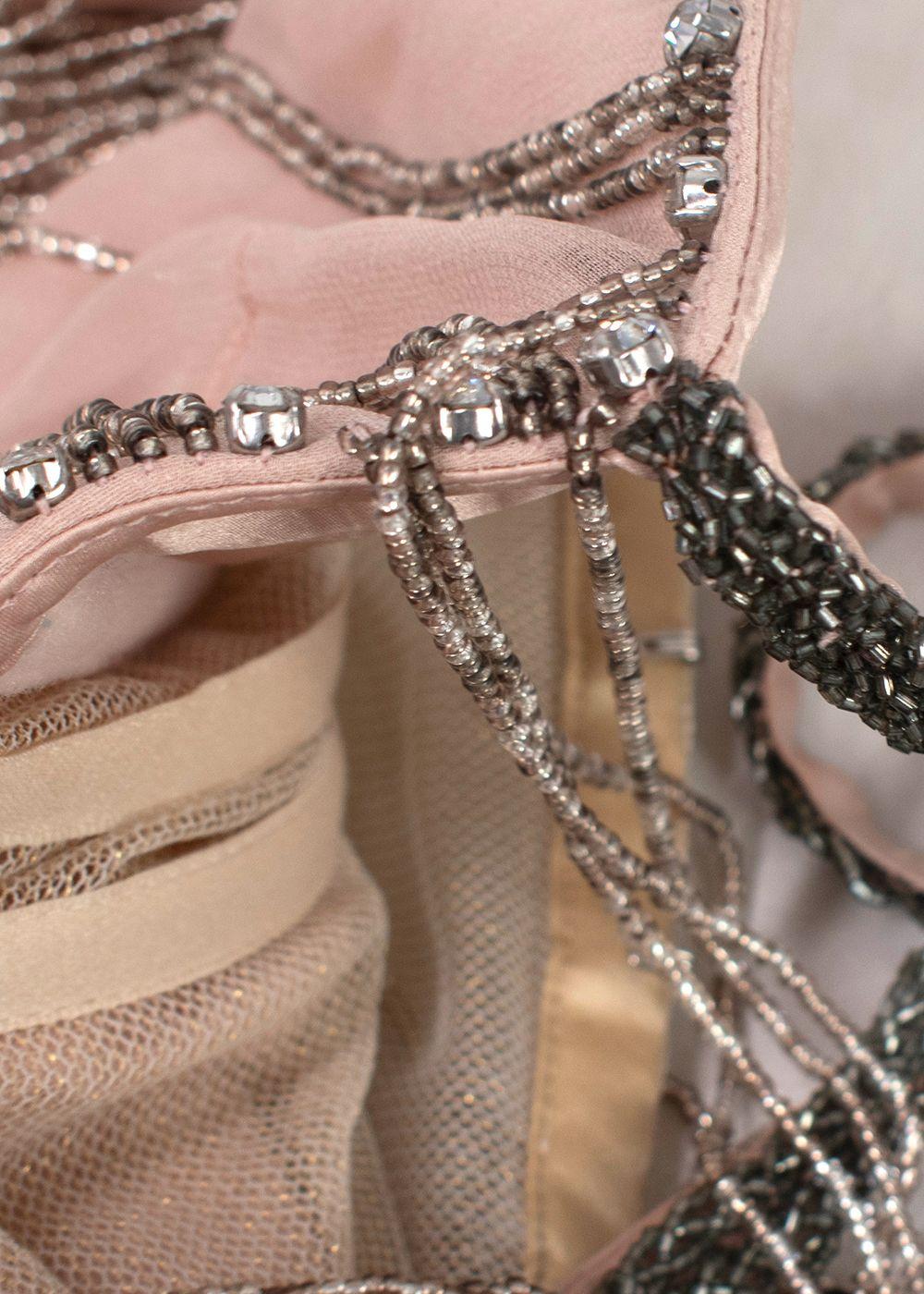 Jenny Packham Beaded Layered Dusky Pink Mini Dress