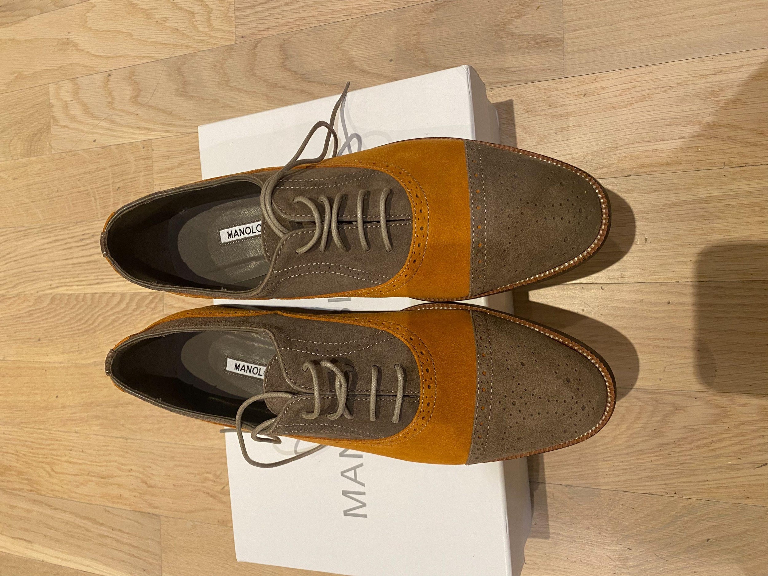 Manolo Blahnik Suede Oxford Brogues