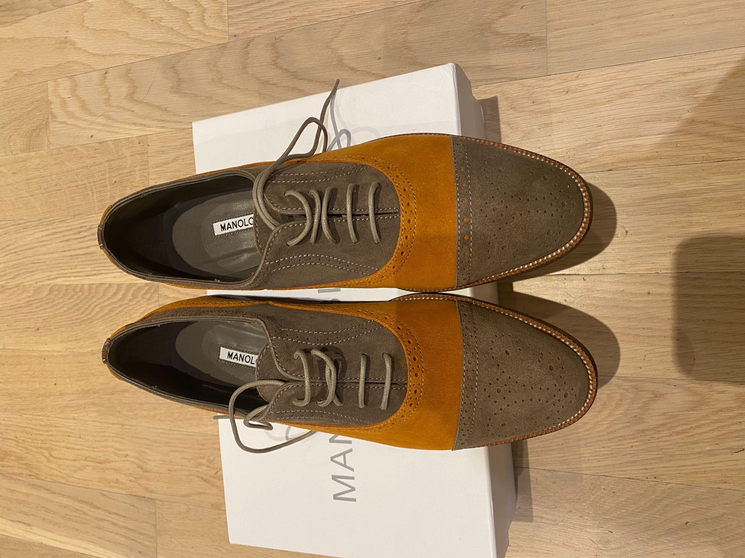 Manolo Blahnik Suede Oxford Brogues