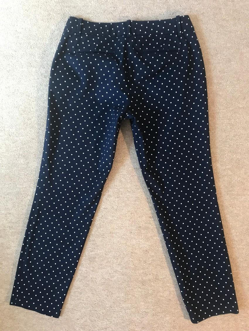J. Crew Cafe Capri navy polka dot stretch pants