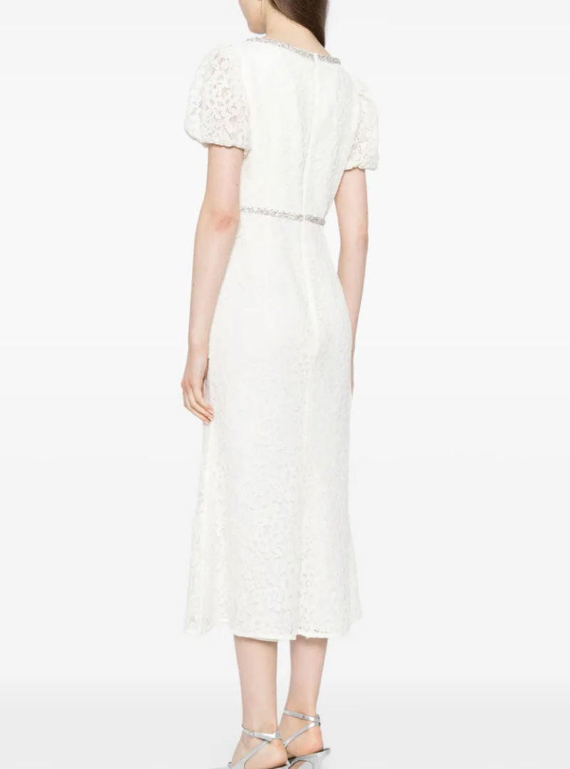 Self Portrait  Diamanté Trim Lace Midi Dress