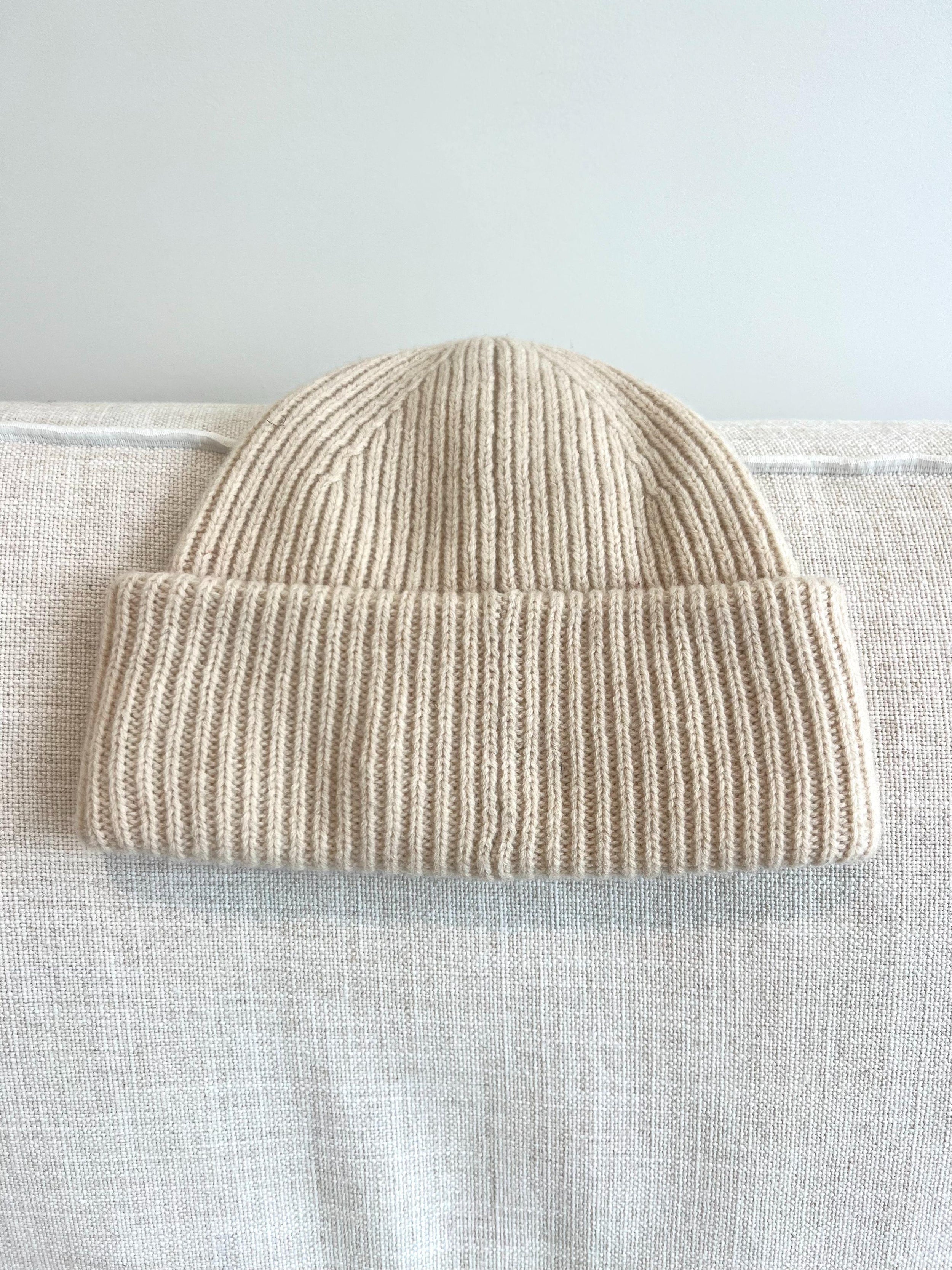 Acne Studios Cream Ribbed Beanie