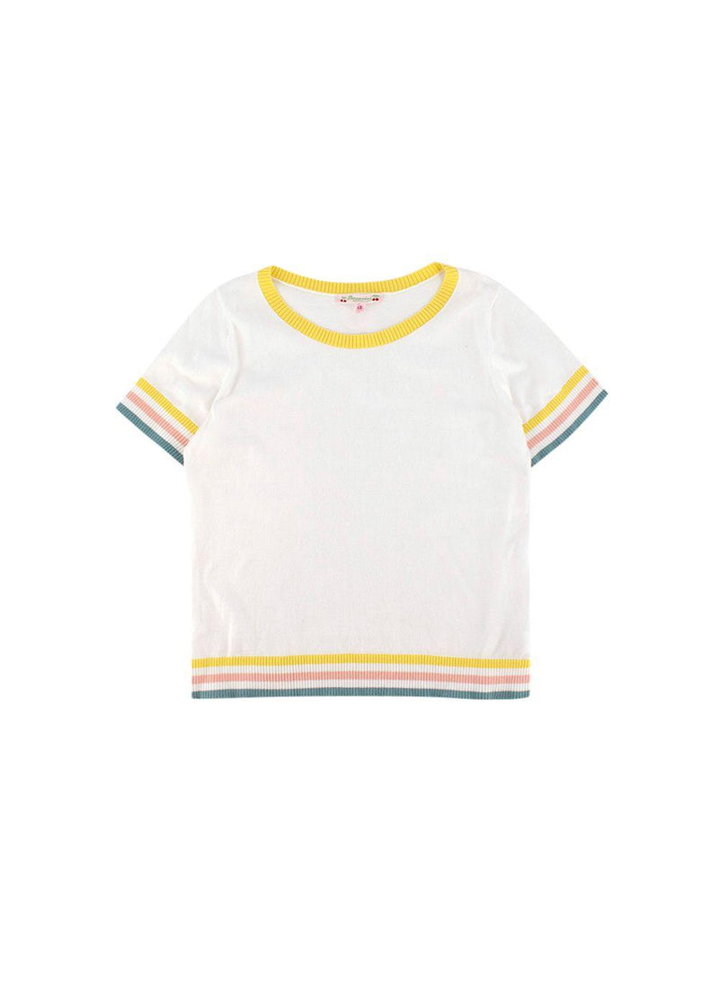 Kids 12Y Candy Stripe Trim Knit Top