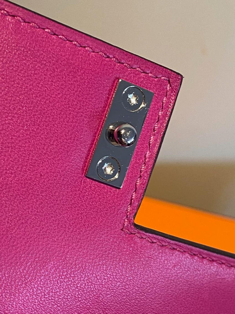 Hermes Magnolia Mysore Goatskin Verrou Clutch PHW