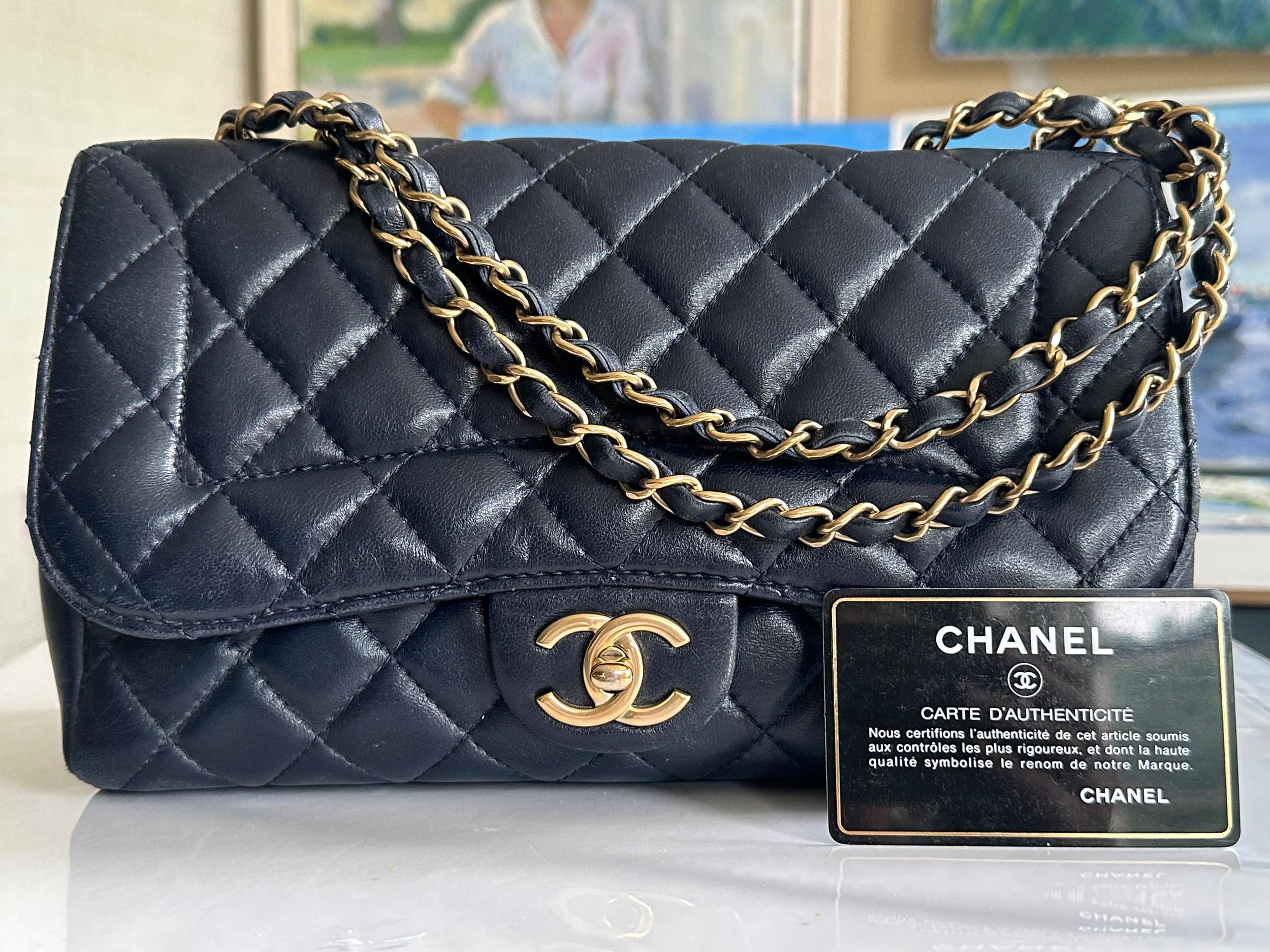 Chanel Midnight Blue Lambskin Single Flap Bag