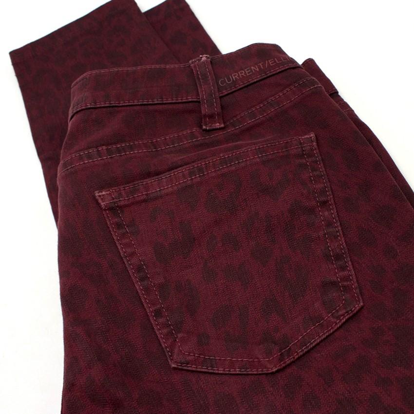 Current Elliott Burgundy Leopard Print Skinny Jeans