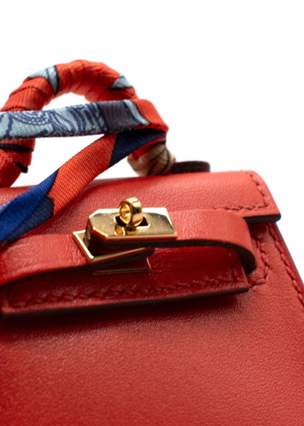 Hermes Sanguine Tadelakt Micro Mini Twilly Kelly Bag Charm