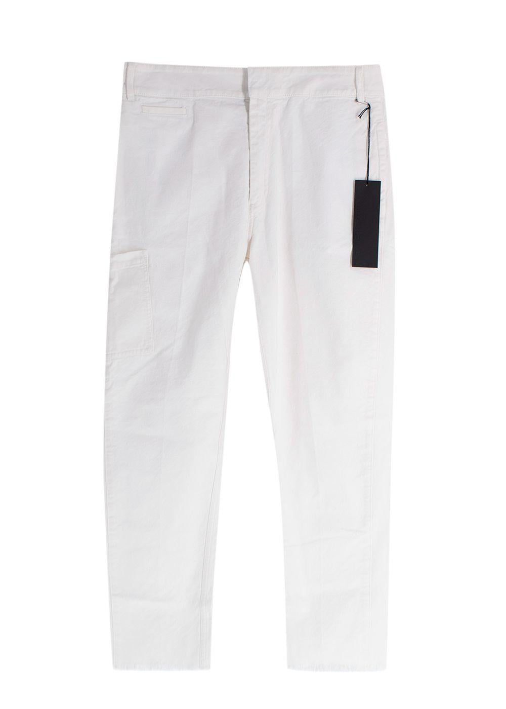 Haider Ackermann White Slim-Fit Distressed Denim Jeans