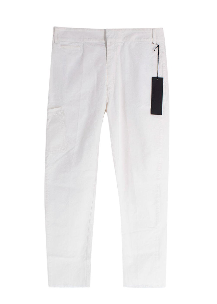 Haider Ackermann White Slim-Fit Distressed Denim Jeans
