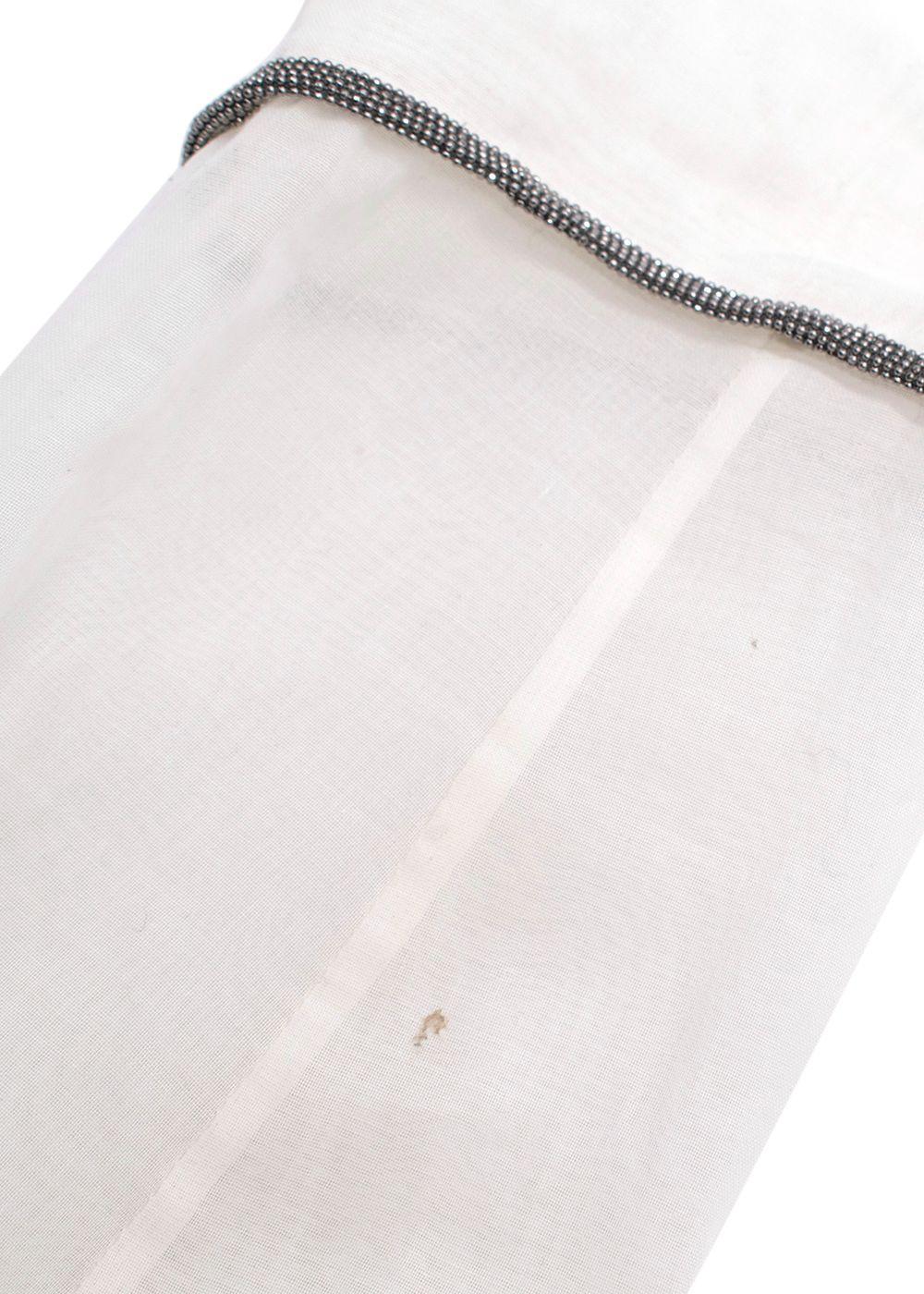 Brunello Cucinelli Ivory Sheer Embellished Gem Blouse