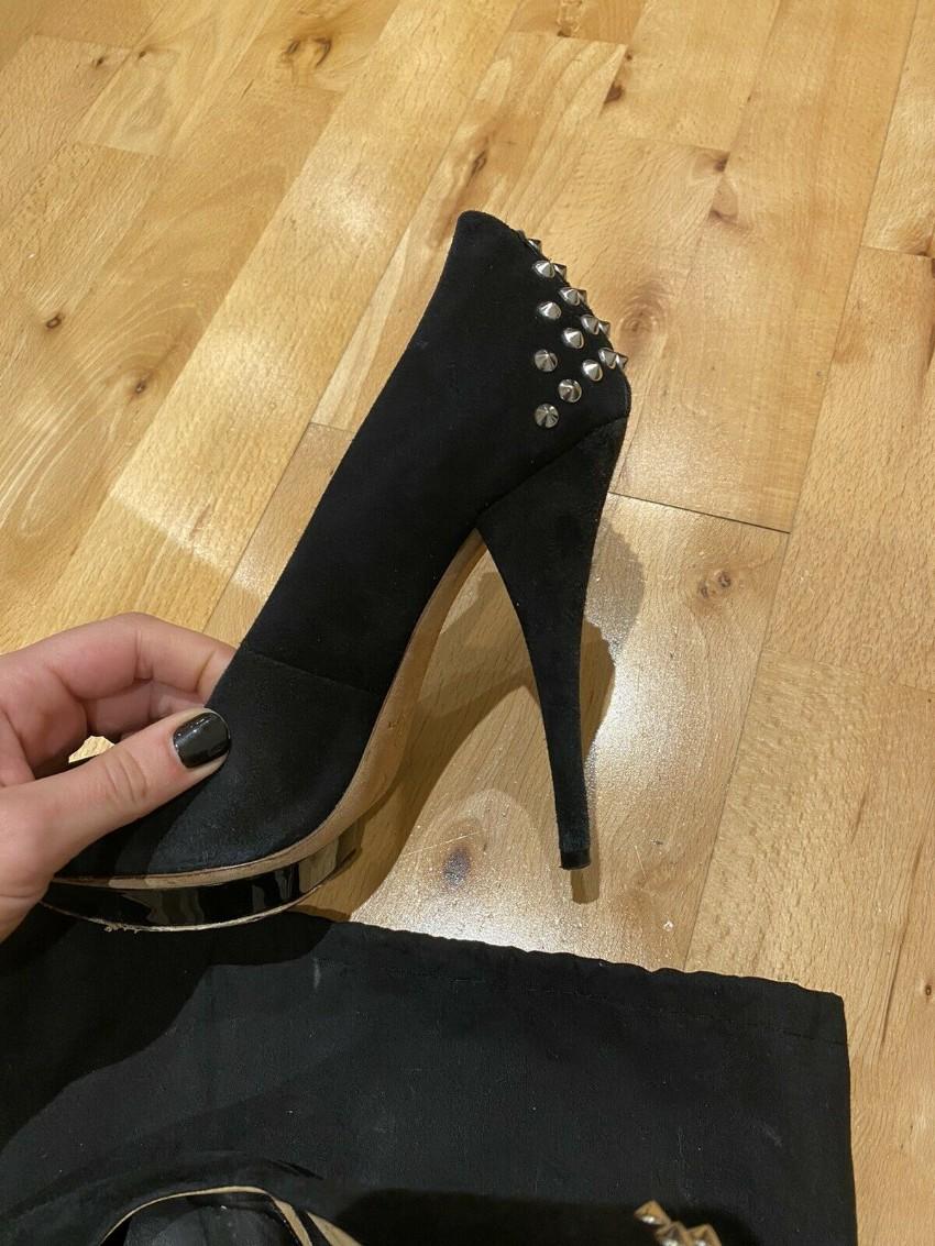 McQ Black Studded Suede Pumps