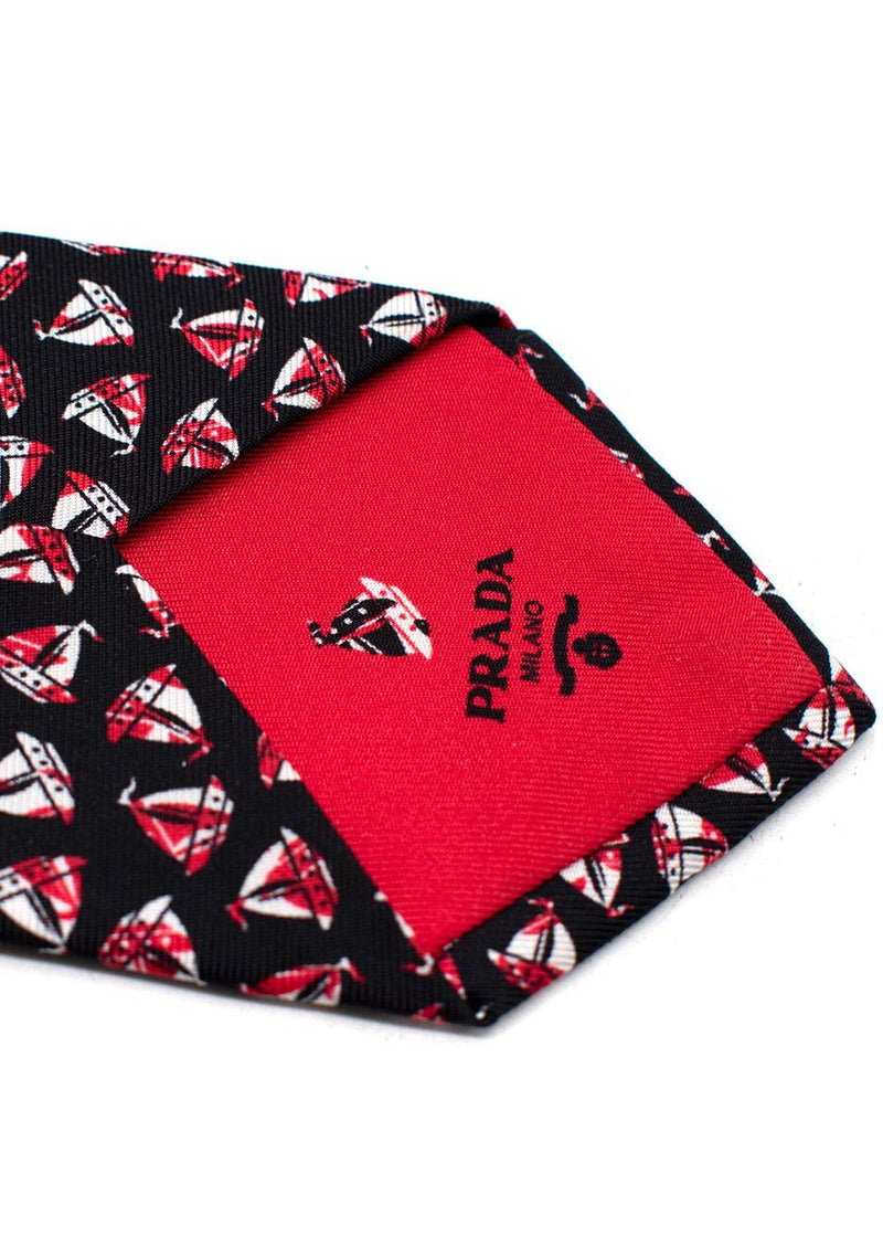Prada Sailing Boat Silk Tie