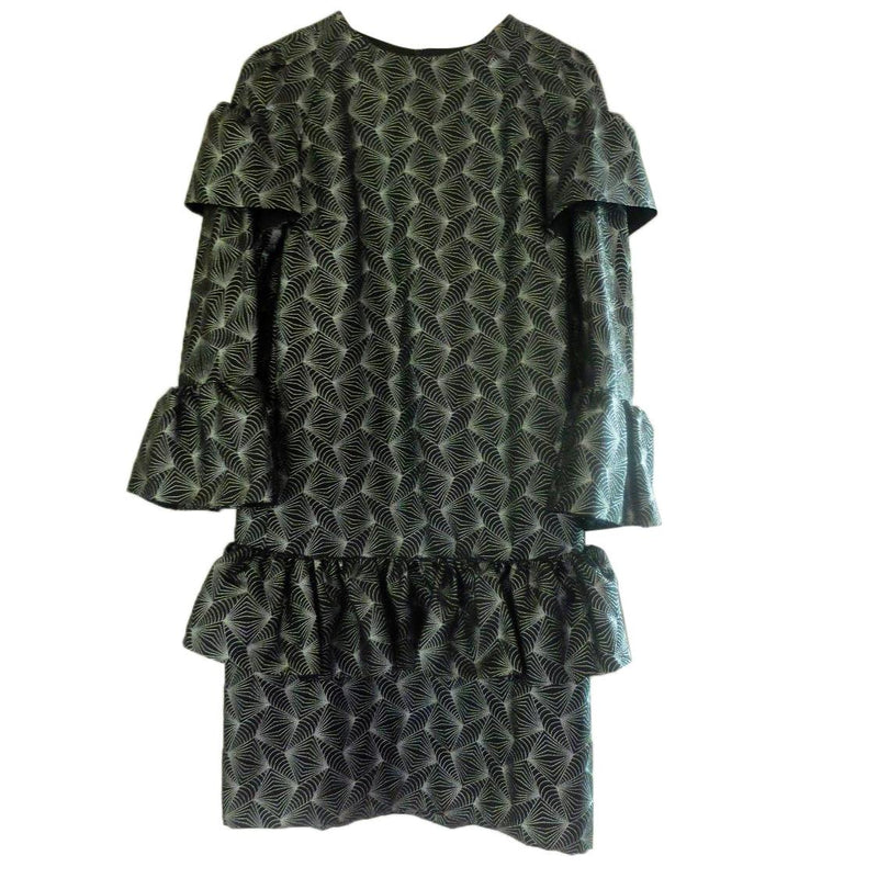 Dries Van Noten Metallic Ruffle Midi Dress