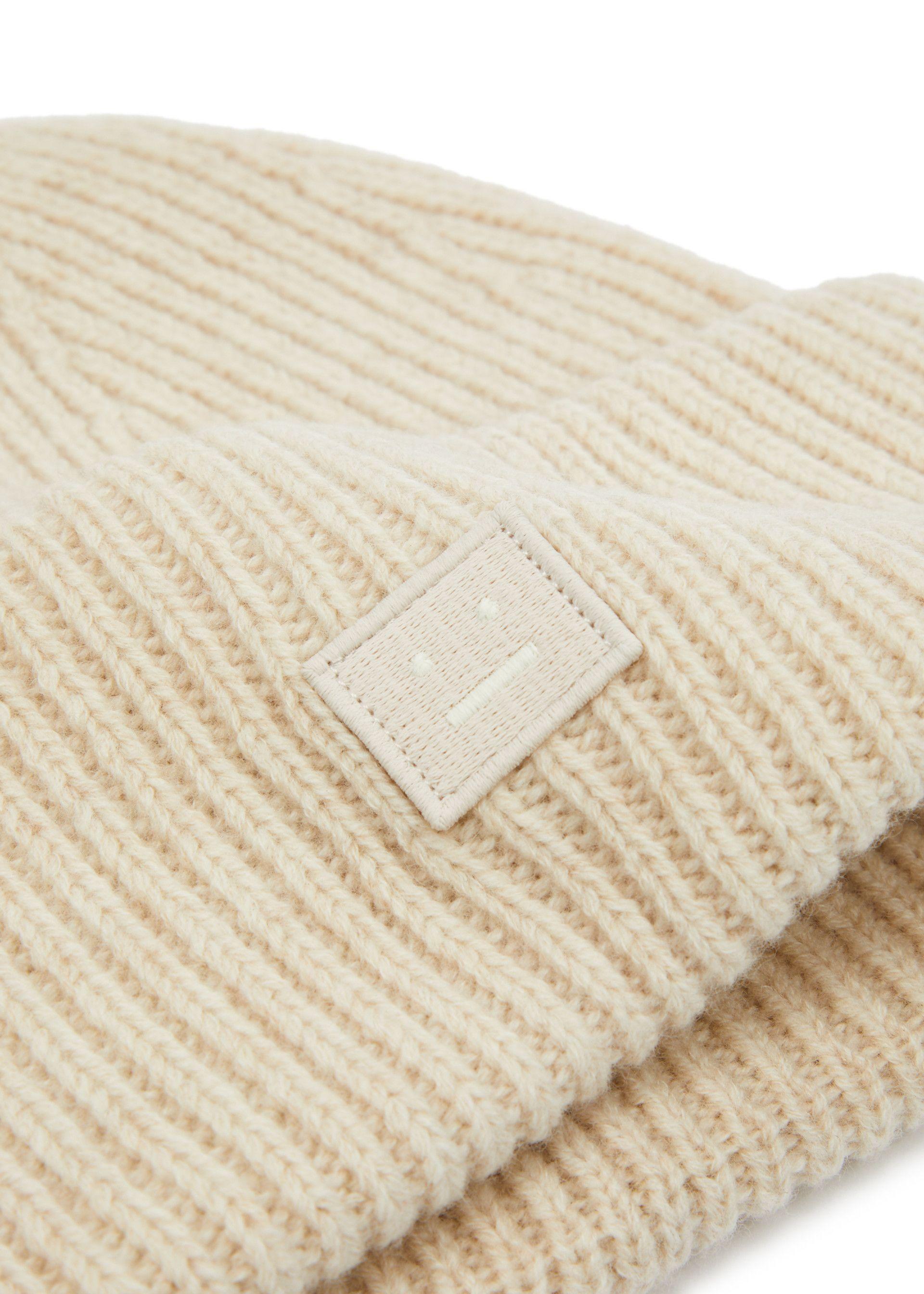 Acne Studios Cream Ribbed Beanie