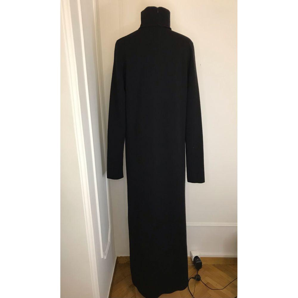Black Wool Blend Choker Neck Maxi Dress