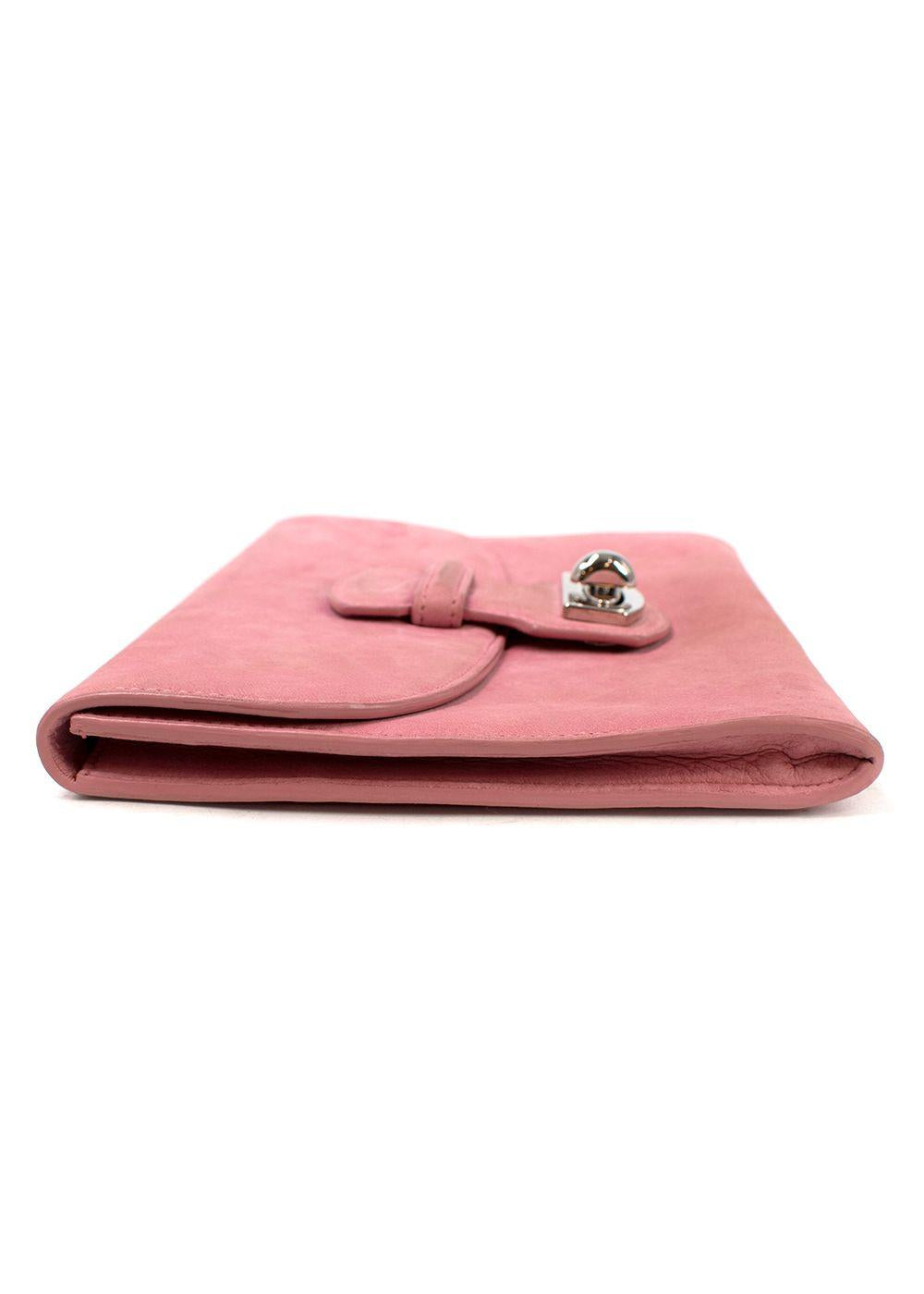 Asprey Pink Suede Turnlock Clutch