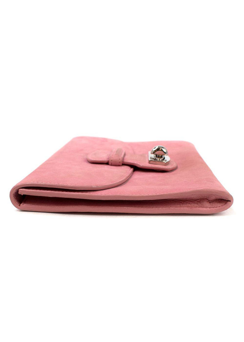 Asprey Pink Suede Turnlock Clutch