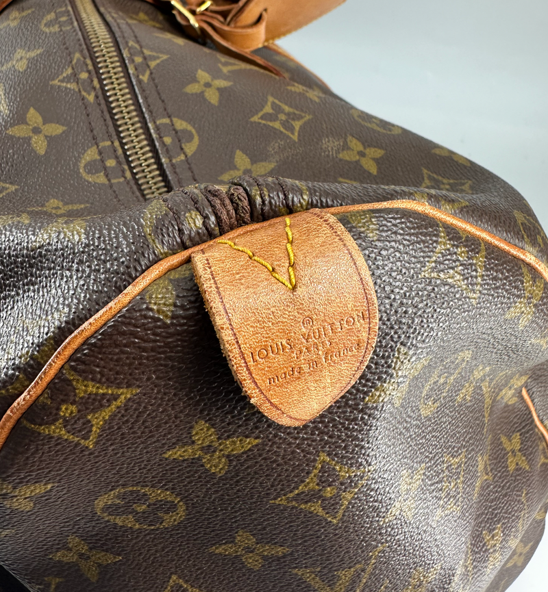 Louis Vuitton Coated Canvas Brown Keepall 55 Bag