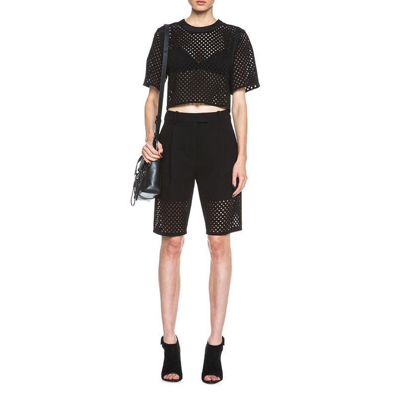 3.1 Phillip Lim Black Lasercut Bermuda Shorts