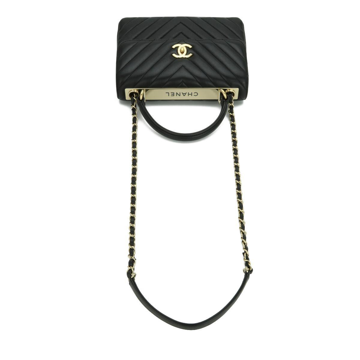 Chanel Black Chevron Small Trendy CC Top Handle Bag