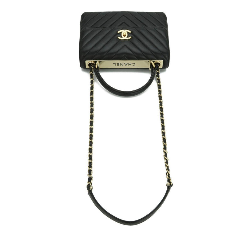 Chanel Black Chevron Small Trendy CC Top Handle Bag