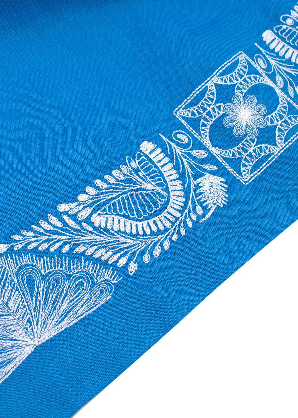 Loro Piana Blue flax embroidered hem shift dress