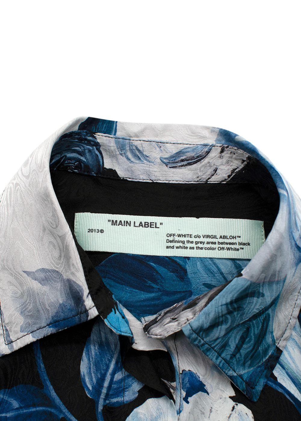Off White Blue and Black Floral Shirt