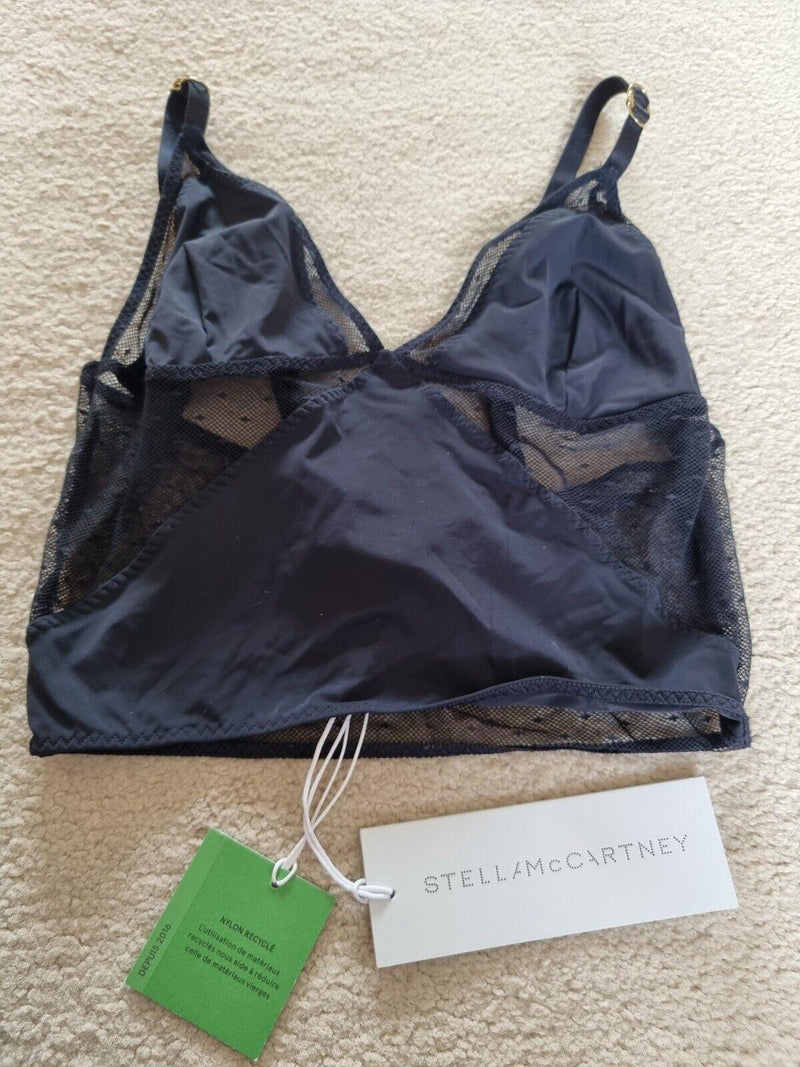 Stella McCartney Black Mesh Bralette and Brief Set