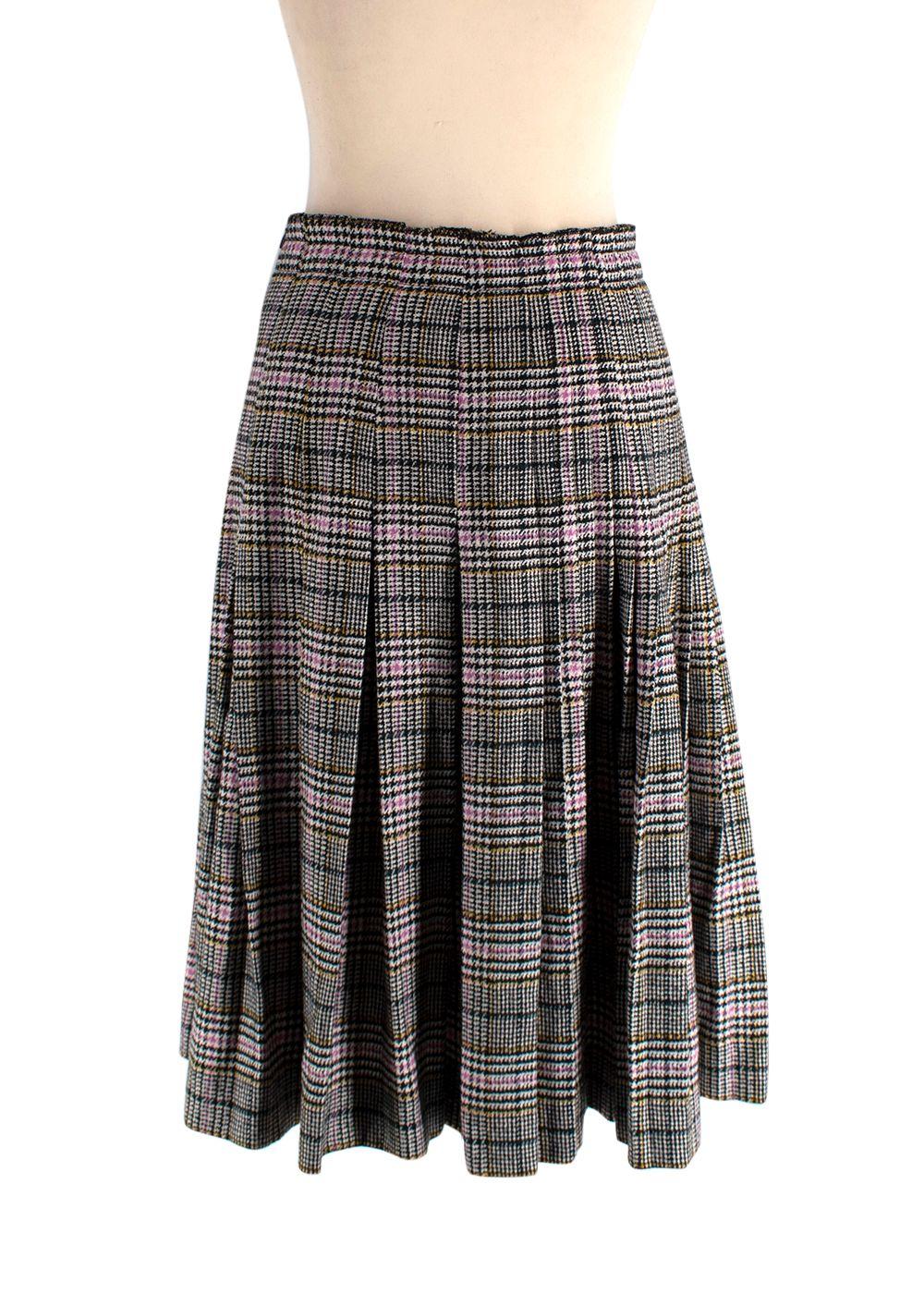 Ermanno Scervino Check Pleated Wool-Blend Skirt